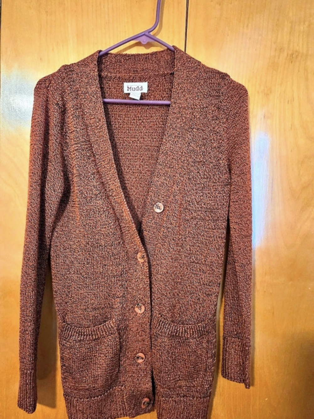 Mudd Button Front Cardigan in Orange Size XS